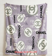 Chanel Sage Green CC Logo Lavender Flannel Throw Blanket IMG_7074